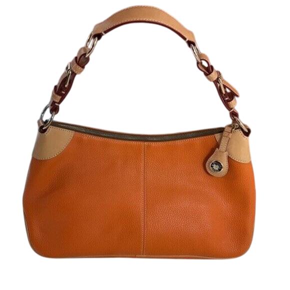Dooney & Bourke Small O-Ring Slouch Shoulder Bag Orange Leather Original